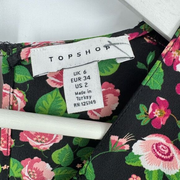 Topshop Nordstrom Floral Long Sleeve Belted Midi Dress Size 2 - Picture 8 of 8